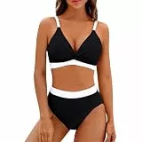 Saymany Bikini Große Oberweite Große Größen Badeanzug Damen Große Größe Badeanzug Mit Festen Cups Sport Badeanzug Damen Bikini Damen Push Up Bikini Bikini Teenager Mädchen Sexy Bikini（1-Black,XL