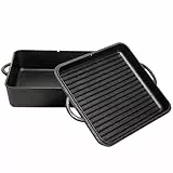 Camp Chef Quadratischer Dutch Oven – 33 cm Gusseisen-Dutch Oven mit Deckel – Deckel dient auch als Grill – True Seasoned Finish – für Kochen im Innen- und Außenbereich