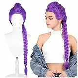KutaKuta Lila Perücke Kinder, Hunter-Kostüm Lila Zopfperücke, Lange Perücke Cosplay Kinder für Damen Herren, Realistisches Accessoire für Partykostüme, Cosplay, Bühnenauftritte, Partys