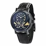 Thomas Earnshaw Beaufort Anatolia ES-8059-04 mechanische Herren-Armbanduhr mit Automatikgetriebe, schwarzes Zifferblatt mit klassischer Analoganzeige, schwarzes Lederarmband