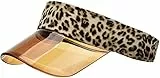 Sonnenvisier Sonnenhut Damen Leoparden Druck Visor Cap Sport Sonnenschutz Strand Sonnenblenden Hut 80er Jahre UV Schutz Kappe Sommer für Golf Tennis (DE/NL/SE/PL, Numerisch, 56, 58, Leopard Pattern)