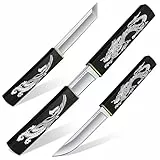 Purple Dragon 2-in-1 Doppelmesser Outdoor, Tanto Messer mit Scheide, D2 Stahl Outdoor Survival Messer mit Holzgriff, Jagdmesser für Camping, Bushcraft, Geschenke füR Männer, Schwarz