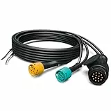 AUTOLIGHT 24 13-poliger Anhänger Kabelsatz 5m + 2X 50cm DC Abgang – 8-polig belegt – Bajonett Stecksystem – spritzwassergeschützt – für PKW Anhänger & Trailer