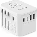 EPICKA Reiseadapter Weltweit, Universal Reisestecker Adapter 30W, Internationaler Steckdosenadapter mit 3 USB-C, 2 USB-A, Travel Adapter für Deutschland USA UK Japan Thailand Australien TA-105C Weiß