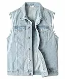KTWOLEN Herren Denim Weste Vintage Kutte Jeans Weste Ärmellose Jacke Motorradweste Jeansweste für Männer, Blau, XL