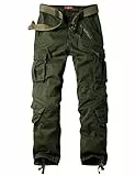 Ycfish Damen Hosen Cargo Hose Multi Taschen Wanderhose Workwear Reißverschluss Armee Militär Outdoorhose Relaxed-Fit Trekkinghose Cargohose Army Green 8-Tag 38