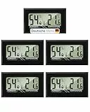 MAVORI Thermo-Hygrometer 5er Set Digital - Mini Hygrometer Innen, 2-in-1 Feuchtigkeitsmessgerät & Raumthermometer digital °C/°F + on/off - für Raumklima, Growbox, Terrarium & Humidor - mit Batterien