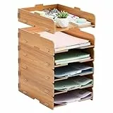 Tonsmile Ablagefächer Stapelbar, 6 STÜCK Büro Organizer Schreibtisch Briefablage Holz für Ablage Schreibtisch/Ablagefächer/Dokumentenablage/Papierablage Aktenablage A4