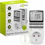 goobay - Zeitschaltuhr 2er Set digital mit 16 Programmen - Zeitschaltuhr Steckdose mit Zufallsmodus zum Einbruchschutz - Timer Steckdose inkl. 100 Tage Back-up Akku - 3680W - 230V (AC) - 16A - 74215