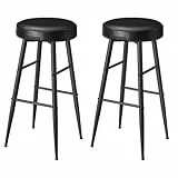 VASAGLE EKHO Kollektion - Barhocker, 2er Set, Barstuhl, Küchenstuhl, Kunstleder, Mid-Century-Modern-Stil, 76,2 cm hoch, für Küche, Esszimmer, einfacher Aufbau, tintenschwarz LBC090B01V1