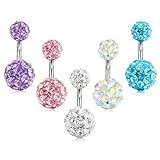 Crdifu 5stk Bauchnabelpiercing mit Stein 14 Gauge 6/8/10mm Barbell Set Chirurgenstahl Piercing Bauchnabel Schmuck