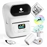 Phomemo M110 Etikettendrucker Bluetooth Etikettiergerät Beschriftungsgerät Selbstklebend mit 3 Etikett Geschenkbox, Label Printer für Barcode,Geschäfte,kleine Unternehmen,für Android & iOS & PC - Weiß