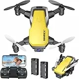 SIMREX X300C Drohne mit Kamera 720P HD, RC Quadcopter faltbare Drohne, Mini Drone mit Höhe halten, 3D Flip, Headless Modus, Schwerkraft Control und 2 Batterien, Geschenke für Kinder, Erwachsene, Gelb