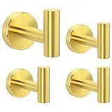 Livabber Badezimmer-Handtuchhaken, 304 Edelstahl, wasserdicht, Duschhaken, Wandmontage, robuste Handtuchaufhänger für Badezimmer, Küche, Schlafzimmer, 4 Stück (Gold)