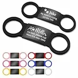 Leise Hundemarke mit Gravur, Personalisiertes Namensschild für Hunde/Katzen, Rutschfester Silikonring & Edelstahl in 7 Farben, Größe S/M/L