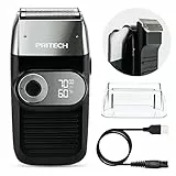 PRITECH 2-in-1 Elektrorasierer für Männer – Folienrasierer & Ausklapp-Trimmer für Bart und Glatze, 3 Geschwindigkeiten, Akkubetrieben, LED-Display (Schwarz-Silber)