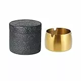 Cutfouwe Mülleimer Mit Deckel-Zeitgenössischer Stil – Aus Beton Und Edelstahl-Φ10cm X H8.5Cm-Gewicht: 0.6 Kg-Ideales Fassungsvermögen,Schwarz