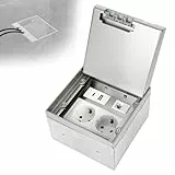 Bodensteckdose Innen, Edelstahl Bodeneinbausteckdose Versenkbare Steckdose mit 2AC und USB, Wasserdichte Einbausteckdose für Zuhause,Büros (Silber)