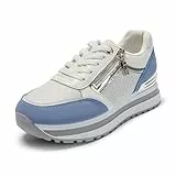 JOMIX Damen Sneaker Atmungsaktiv Sportschuhe Leicht Elegant Plateau Laufschuhe Fitness Walking Turnschuhe Outdoor (Blau, 39 EU)