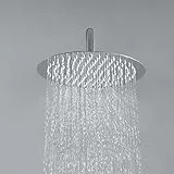 JOHO 304 Edelstahl Kopfbrause mit Anti-Kalk-Düsen, Regendusche Duschkopf Rund Einbauduschkopf 25cm Chrom