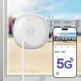 FAMVIVA 2K Fenster-Sicherheitskamera, 2,4/5 GHz Dual-Band-WLAN, Antireflexions- und Blendschutz-Technologie für Klarglasmontage, KI-Menschenerkennung, Farbnachtsicht, Innenstecker-Überwachung