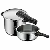 WMF Perfect One Pot Schnellkochtopf Set Induktion 2-teilig, Dampfkochtopf 6,5l + 3l, großes Kochsignal, 2 Kochstufen, abnehmbarer Deckelgriff, Edelstahl