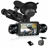 Hodozzy 360° Auto Dashcam, 4 Kameras Vorne Hinten,1080P, 8 IR-Nachtsicht, 3 Zoll IPS Touchscreen, Loop Aufnahme, G-Sensor, Parken Monitor,Dash cam mit Nachtsicht+64G SD-Karte