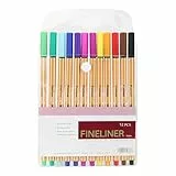 Fineliner,12 Stück,12 Farben,0.4mm Fineliner Stifte mit ergonomischem Griff, Zeichnungs- und Faserstifte mit feiner Spitze für Erwachsene, Lebendige farbige Kunststifte