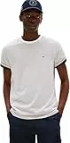 Tommy Hilfiger Herren T-Shirt Kurzarm Seasonal Solid Tee mit Rundhalsausschnitt, Mehrfarbig (Ivory Petal/Preppy Navy), M