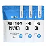 100% reines Kollagen Pulver – Kollagen Peptide – Collagen Protein – Millers Alpha-Gel 3 x 300 g – Ohne Zusatzstoffe – Geschmacksneutral – Collagen Pulver in Deutschland hergestellt