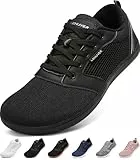 LENUVER Barfußschuhe Damen Sommer Barfussschuhe Herren Traillaufschuhe Atmungsaktiv Straßenlaufschuhe Leichte Fitnessschuhe Schnell Trocknend Sneaker (Schwarz, 36EU)