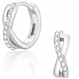CERSLIMO Ohrringe Creolen Silber, Infinity Creolen Unendlichkeitszeichen Silber 925 9mm AAA Zirkonia Unendlich Silberohrringe Schmuck Unendlichkeit Geschenke