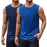 COOFANDY Tanktop Herren 2er Pack Achselshirts Gym Workout Männer Sommer Cut Off Tank Tops Blau/Marineblau L