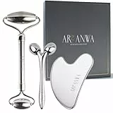 Premium Gua Sha Edelstahl & Edelstahl Gesichtsroller Set + 3D Massger. Kühlende Gesichtsmassage - Stainless Steel Gua Sha Set