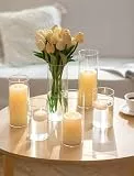 Romadedi Windlicht Glas Glaszylinder für Tischdeko: 6er Set Verbessertes Verdicktes Windlichter Kerzenhalter für Kerzen Hochzeit Glasvase Zylinder für Wohnzimmer Deko Draußen Balkon