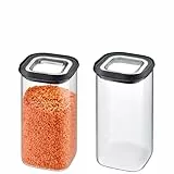 GEFU Vorratsdose PANTRY 2er Set - luftdichter Deckel, Vorratsglas für Lebensmittel, Vorratsbehälter aus Glas, spülmaschinengeeignet, 1.400 ml