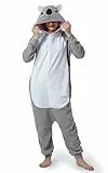 RANSUU Relaxo Kostüm Koala Onesie Jumpsuit Tier Relax Kostuem Duckbill Damen Herren Pyjama Fasching Halloween Schlafanzug Cosplay Erwachsene Karneval Einteiler Grey L