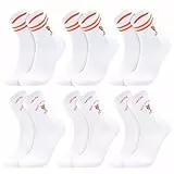 Huiguli 6 Paar Aperol Tennissocken Damen, Atmungsaktive Socken Damen 39-42, Damensocken Crew Socks Muster mit Cocktailgläsern, Sportsocken 80% Baumwolle, Weiß & Orange