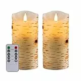 Biyanuo Batteriebetriebene LED Kerzen 3D Wick with10key Taste Fernbedienung 24-Stunden Timer Set von 2 elektrische flackernde Säule echtes Wachs, Hochzeit, Party, Weihnachten und Dekoration