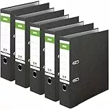 Original DINOR Ordner-Wolkenmarmor-Recycling - Made in Germany. DIN A4 schwarz Aktenordner Briefordner Büroordner Pappordner Schlitzordner Grüner Balken Blauer Engel (Breit 5er Pack)