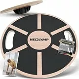 NEOLYMP Balance Board Holz mit Griffen - Rutschfestes Gleichgewichtsboard 360° Drehung - Balancebrett für Fitness, Physio, Planks & Yoga - Wackelbrett - Balance Board Erwachsene (Balance Pad Echtholz)