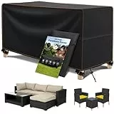 MUPAS Abdeckung für Gartenmöbel Winterfest Wasserdicht 420D Oxford Gewebe Eingebauter Wasserdichter Streifen Abdeckplane Gartenmöbel für Rattan Gartenmöbel Set, Stühle und Möbelsets 200 x160 x74cm