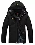 YSENTO Damen Winterjacke Wasserdicht Skijacke Outdoor Softshelljacke Warm Fleecejacke Funktionsjacke mit Abnehmbarer Kapuze(Schwarz,L)
