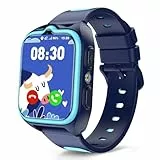 Baolubao Smartwatch Kinder mit SIM-Kartensteckplatz, LBS+WLAN+GPS-Tracker & Telefonfunktion, 1,75' HD Unterstützt 4G, Taschenlampe, Sprachchat, Schulmodus, IP 67, Wecker, Kinderuhr für Jungen 4–12