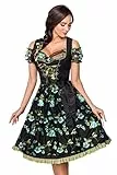 Dirndline Damen Dirndl inkl. Spitzenbluse Kleid f?r besondere Anl?sse, schwarz/gr?n, 2XL