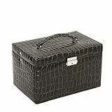 Friedrich|23, Schmuckkoffer, Feinsynthetik, 24 x 15 x 16 cm, Rechteckig, Abschließbar, Mit Spiegel, Jolie 2.0, Kroko-Optik, Dunkelbraun, 23254-34