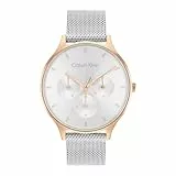 Calvin Klein Multi Zifferblatt Quarz Uhr für Damen Kollektion Timeless MESH MF mit Silbernes Edelstahl-Mesh-Gliederarmband - 25200106