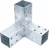 Connex Pfostenecke doppelt - 200 x 185 x 185 x 2 mm - Für 70 x 70 mm Holz - feuerverzinkt - 3 Hülsen - 1 Stück / Pfostenverbinder / Holzverbinder / Balkenverbinder / HV4247