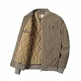 UHouse Cord Jacke Herren Gefüttert Winterjacke Fleece Cordjacke Dicke Hemdjacke Winter Outdoor Freizeitjacke Männer Bomberjacke Warm Jeansjacke Vintage Outdoorjacke Baumwolle Jacken Khaki 4XL