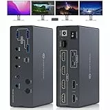 TJCXELE USB C KVM Switch Docking Station 2 PC 4 Monitors with Displaylink，für Windows & Mac M1 M2 M3 M4, 4K60Hz HDMI KVM Switch Support Extended & Mirrored Modes